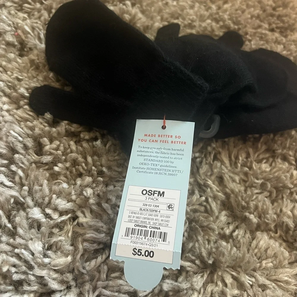 NWT Cat & Jack black kids mittens‎